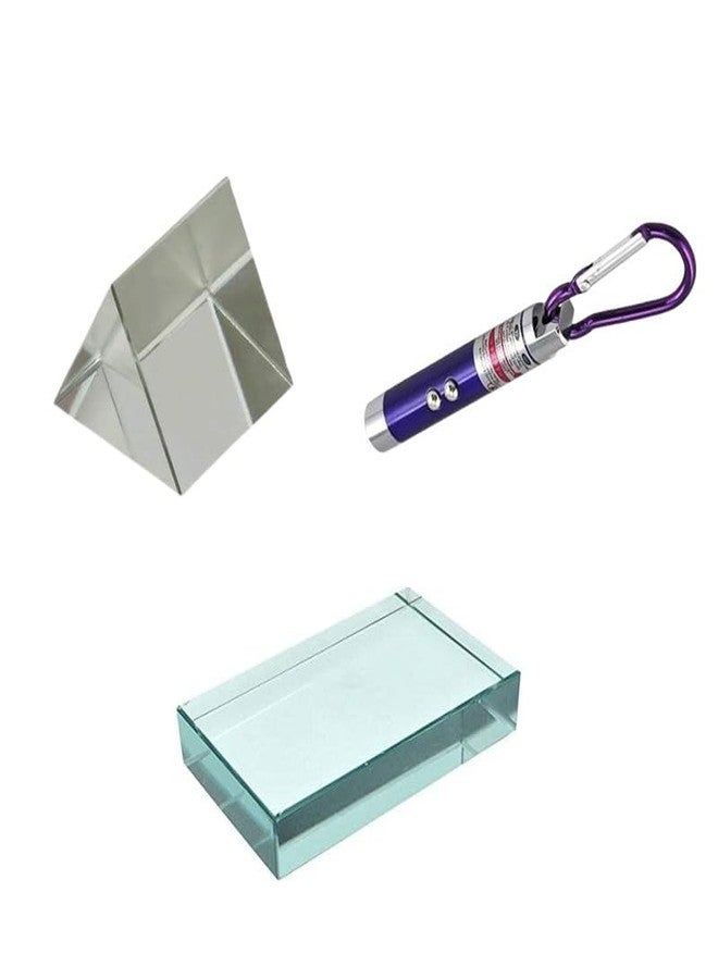 ESPtronics مجموعة مختبر البصريات الكاملة من ESPTRONICS - موشور زجاجي احترافي، لوح مستطيل، ومجموعة ضوء ليزر لتجارب الفيزياء - دراسة انكسار الضوء، وقانون سنيل، ومشاريع الطيف الضوئي - Image 1